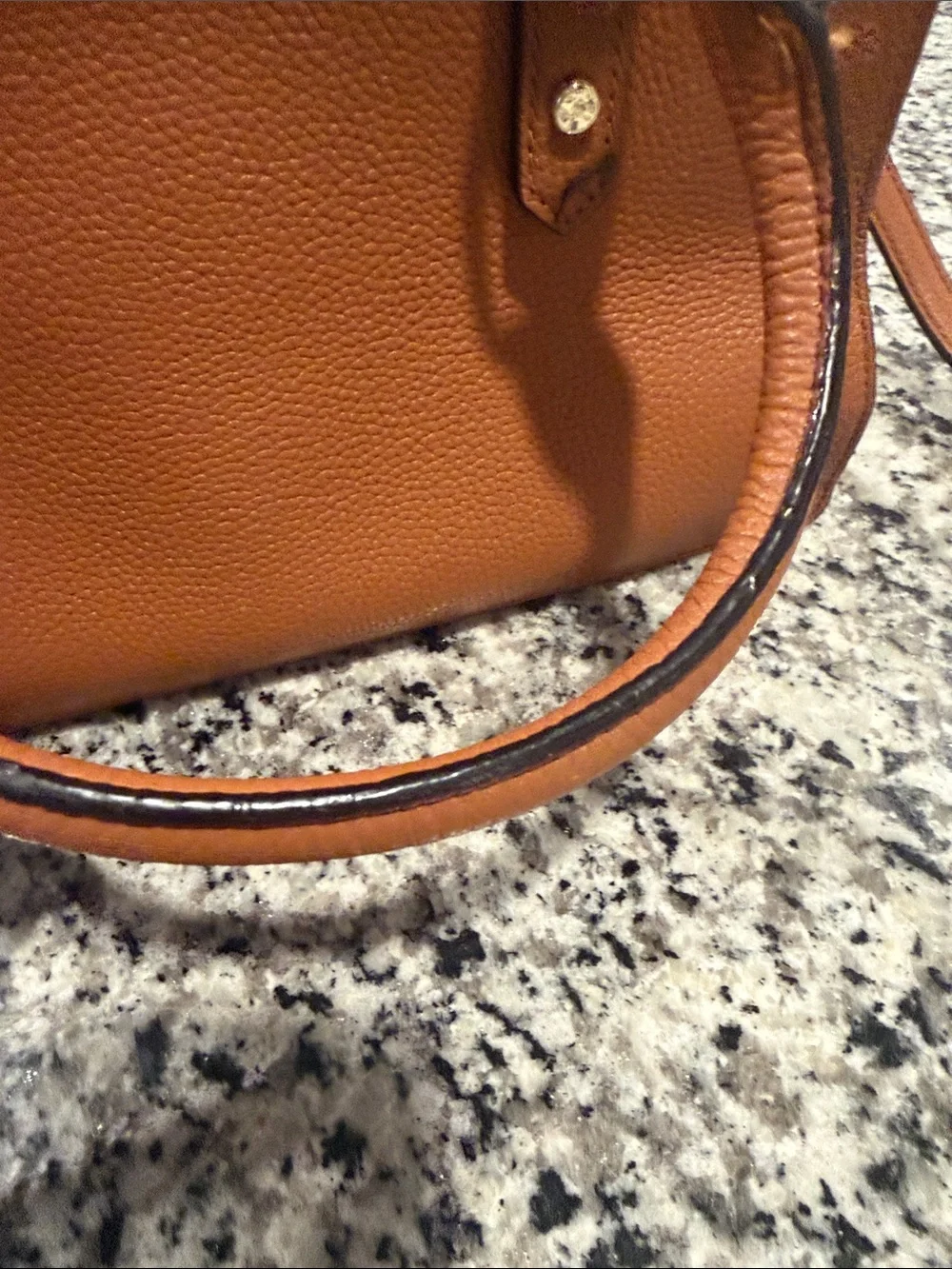 kate spade Tan Pebbled Leather Satchel with Gold Logo